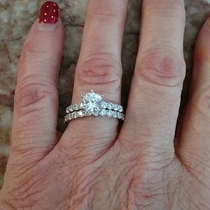 EpiphanyPlatinum Clad Diamonique Round Cut 2-pc